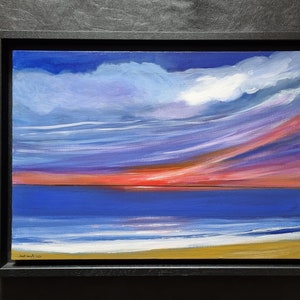 Michel Suret-Canale "Sunset, 2020", Oil on canvas by Berges, dimensions 55 cm x 38 cm x 3.5 cm Home Decor.