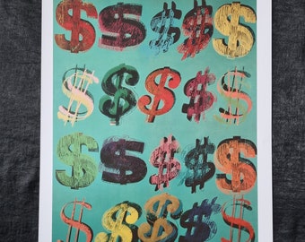 Dollar Sings, 1981 Andy Warhol Limited edition 2007, on the back: description, year of publication and copyright, dimensions 34 x 43 cm.