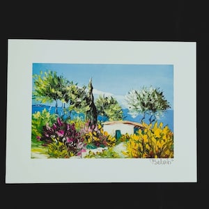 Marcello Belvisi &quot;Small cottage in the garden&quot; Numbered and signed lithograph Home Decor.