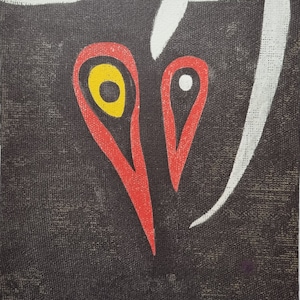 Joan Miró "Cabeza, Pájaro -1974" Litografía vintage de los años 80 Edición limitada, dimensiones 51,8 X 36,5 cm Decoración del hogar.