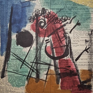 Guillaume Corneille &quot;Music&quot; Vintage lithograph from the 1980s, size 36 x 52 cm. Home Decor.