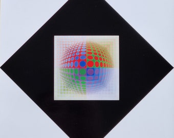 Victor Vasarely "VEGA-PAL" Vintage ©1975 Optical Art Heminredning.