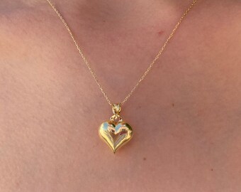 Puffed Heart Pendant - Etsy