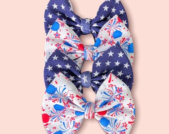 4th of July bow toddler, Red white and blue bow for babies, Fourth of July headband baby, patriotic hair bow, firework hair bow, for girls
