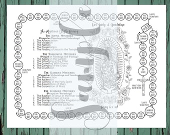 Our Lady of Guadalupe Rosary Guide Coloring Page (Digital Download)