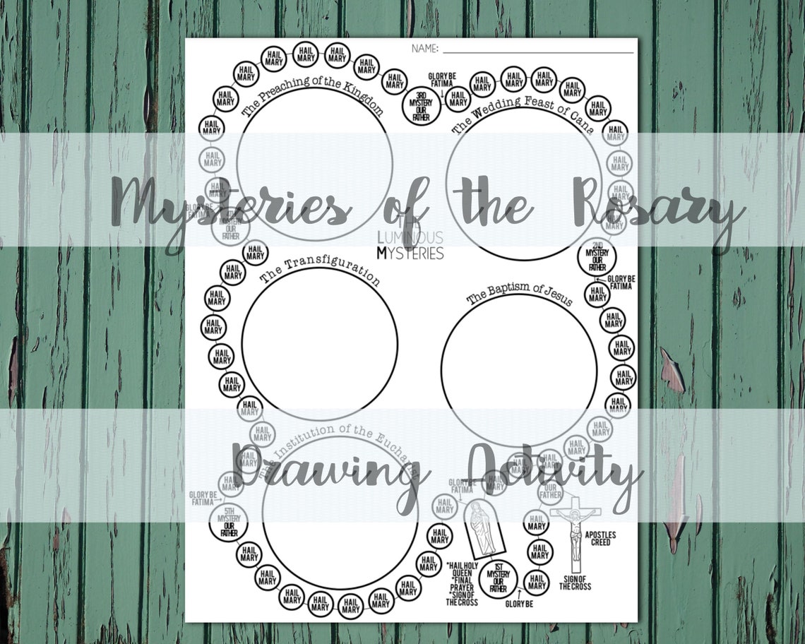 Rosary Mysteries Printable: Visual Guide & Drawing Activity (digital ...