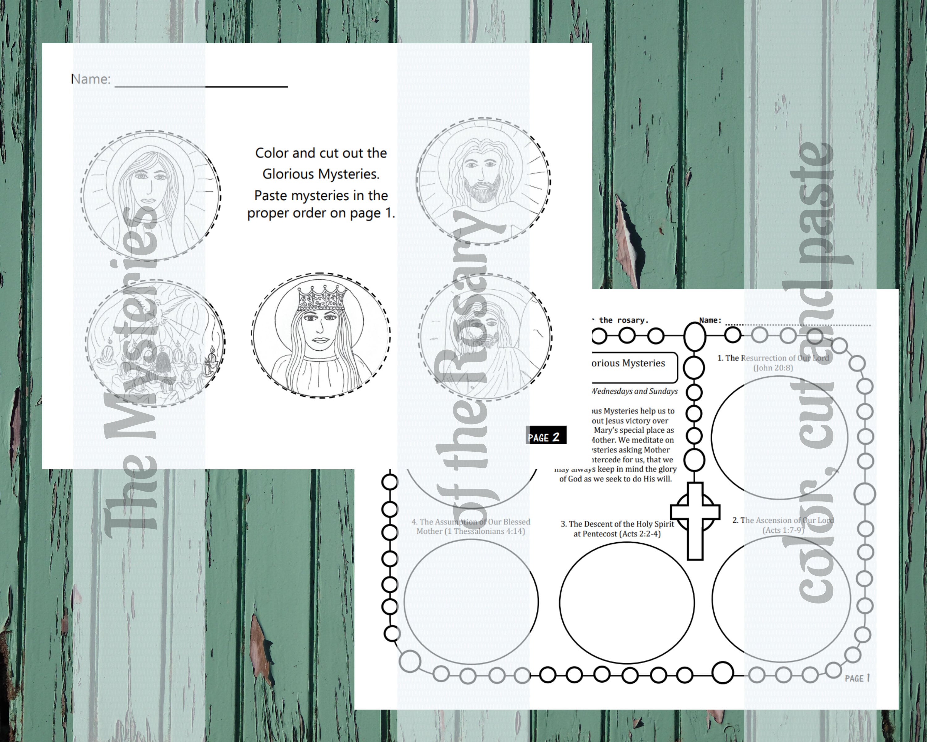Mysteries of the Rosary Printable: Catholic School Activity (digital ...