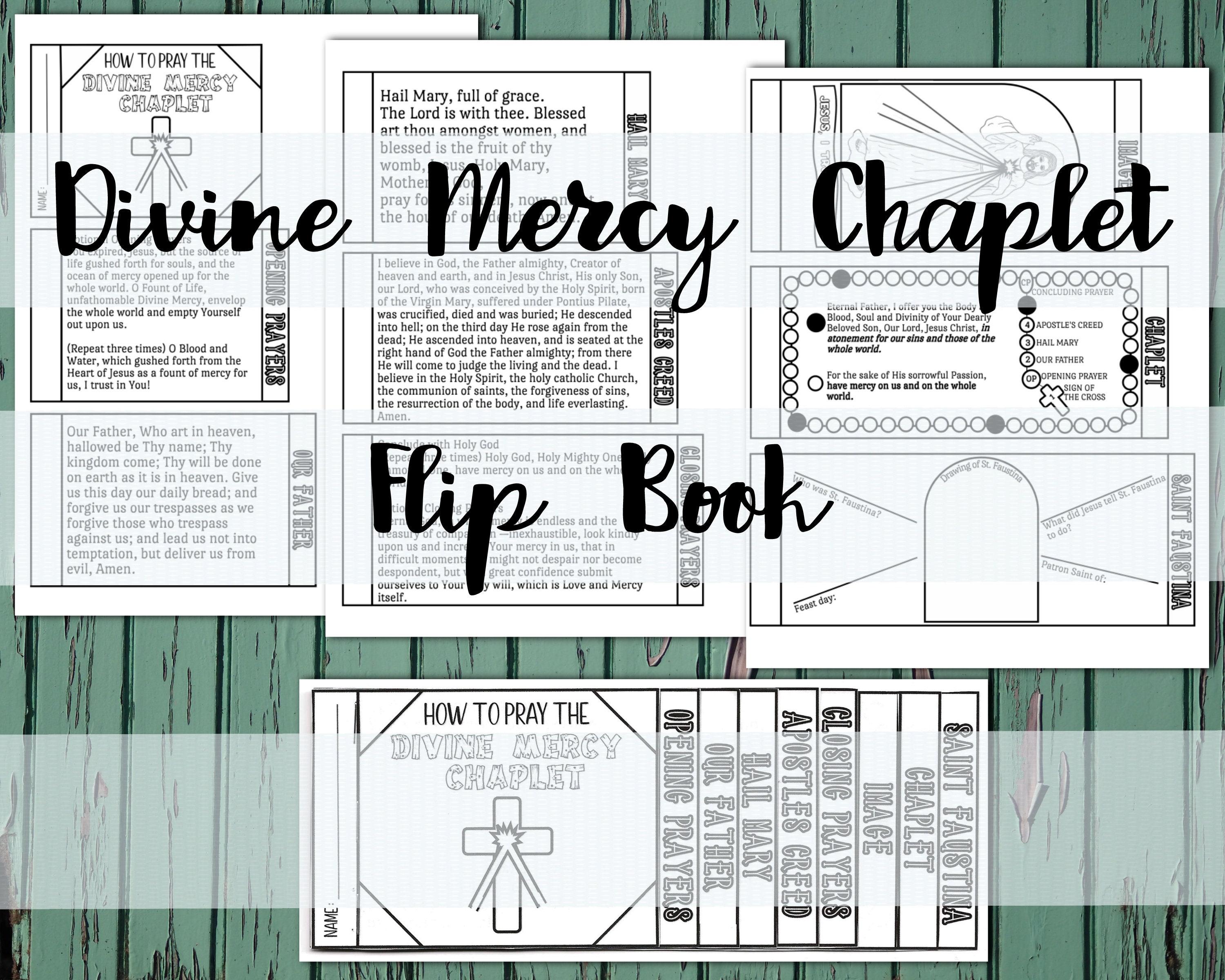 Divine Mercy Chaplet Flip Book, Saint Faustina, Catholic Prayer, Divine ...