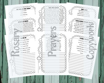 Rosary Prayers Copywork: Catholic Catechism Printable (Digital Download)
