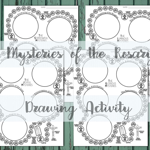 Rosary Guide, Religious Education, Rosary Printable, Rosary Drawing Activity, Faith Formation, Rosary Download, Rosary Mysteries Printable