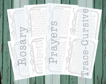 Rosary Prayers Cursive Tracing Practice (Digital Download)