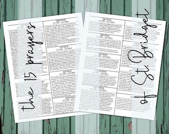 15 Prayers of St. Bridget: Catholic Prayer Printable (Digital Download)