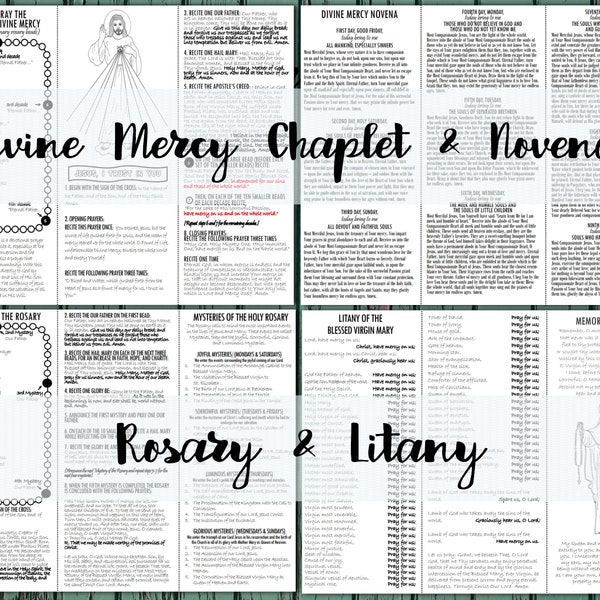 Rosary, Litany, Divine Mercy Chaplet, Divine Mercy Novena, Catholic Prayers, Rosary Guide Printable, Chaplet Guide Printable