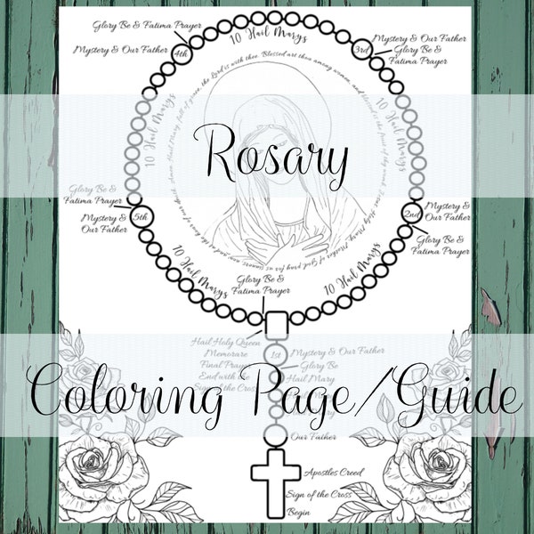 Rosary Guide, Religious Education, Rosary Printable, Rosary Coloring Page, Faith Formation, Rosary Download, Rosary Prayers,