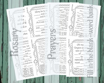 Rosary Prayers Handwriting Practice Worksheet (Digital Download)