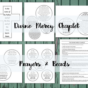 May include: A printable Divine Mercy Chaplet prayer guide with instructions on how to pray the chaplet. The guide includes the opening prayer, the Our Father, Hail Mary, Apostles Creed, the Eternal Father, and the closing prayer. The guide also includes a diagram of the chaplet beads.