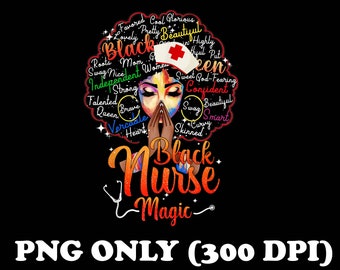 Black Nurse Magic PNG, Afro Lady Sublimation Design, African American Healthcare Worker Melanin Diva Clipart, Black History Month Silhouette
