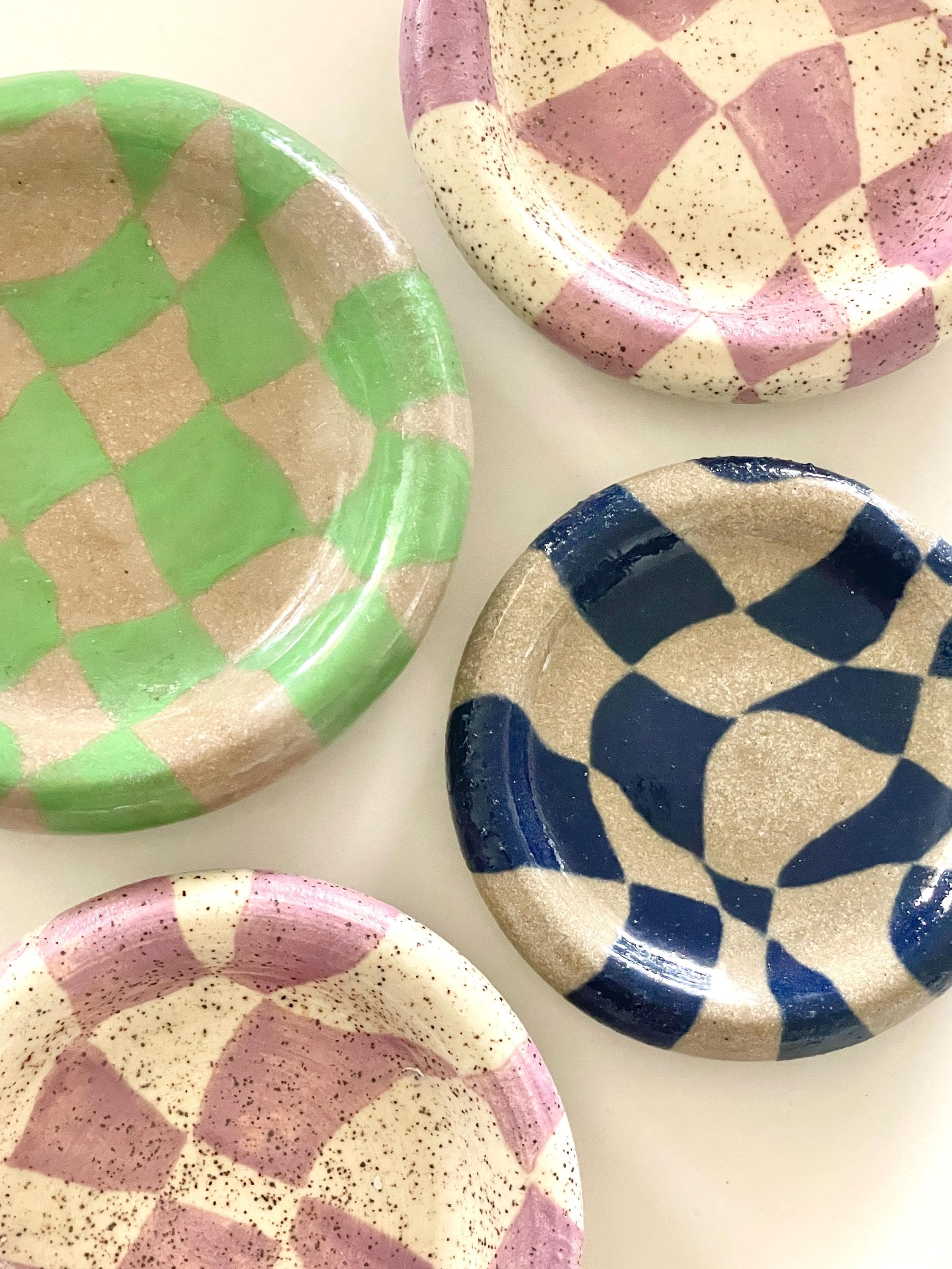 Ceramic Checkered Bubble Trinket Dish