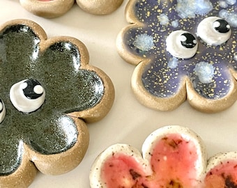 Handmade bloom trinket dish with eyes (various colors)