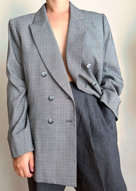 Double Breasted Gray Blazer - image 2