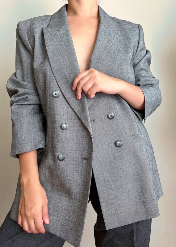 Double Breasted Gray Blazer - image 4