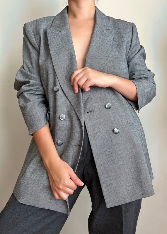 Double Breasted Gray Blazer - image 1