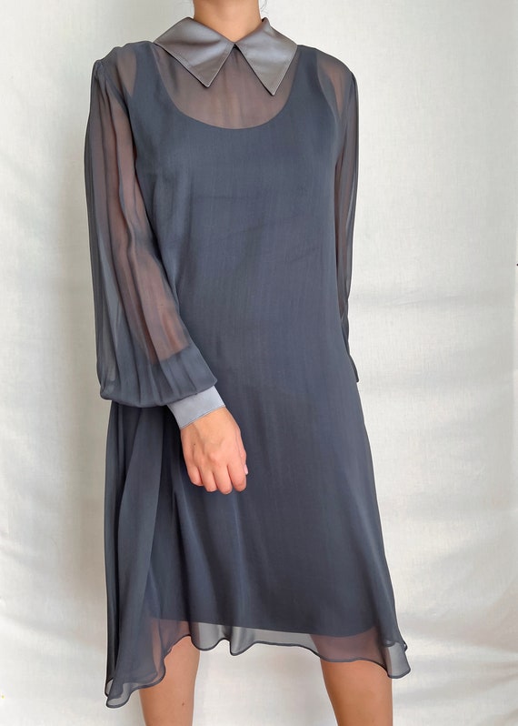 Chiffon Cocktail Dress with Poet Sleeves (Chetta … - image 2