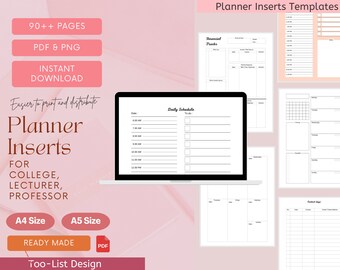 College Planner Inserts A4 A5 Printable Templates PDF