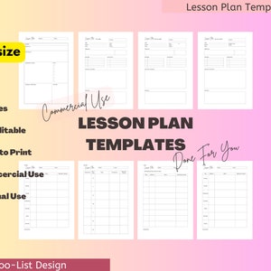 Lesson Plan Template useful for Teacher Planner, Commercial Use (PDF)