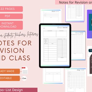May include: A digital download of 22 printable pages of notes for revision and class. The notes are easy to use for students, teachers, and lecturers. The notes are ready-made and editable. The design is by Too-List Design.