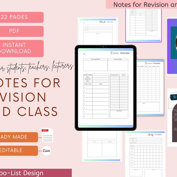 2024 Notizen für Revision und Klassenstudien, Studentenplaner, Universitätsdozent, College-Professor, Revisionsstundenplan, für alle bearbeitbar