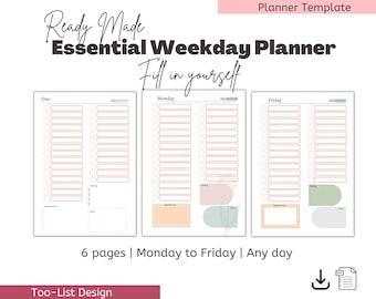 Weekday Planner with Printable Organizer (PDF, PNG)