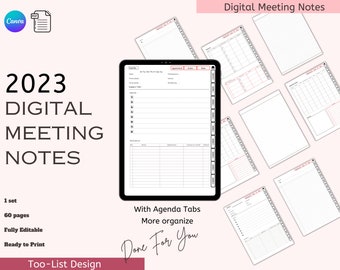 Digital Meeting Notes Bundle – Planner Templates, GoodNotes (PDF)