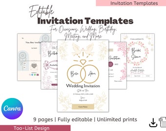 Floral Invitation Templates - Editable for Weddings, Birthdays, Baby Showers, Family Gatherings, School Events, and Digital Door Gifts