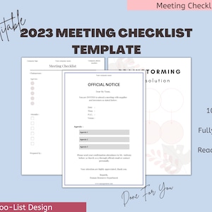 Upgraded Version Meeting Checklist Template | Meeting Minutes, Digital Notebook, iPad Planner, Secretary Work, Digital Planners, Uni Lecture
