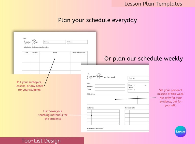 Lesson Column Lesson Plan Template, Teacher Planner, College University, Academic ...