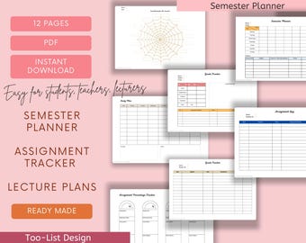 Semester Planner Student Assignment and Grade Tracker in PDF