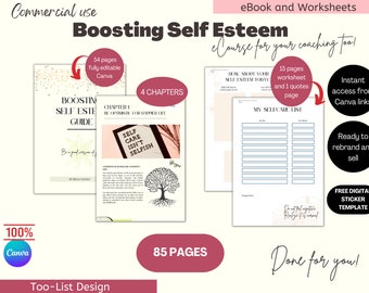 Self Esteem Worksheets eBook Canva Template