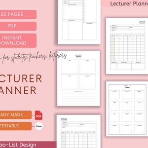 Planificador de profesores universitarios, especial en Organizador de lecciones por asignatura (PDF)