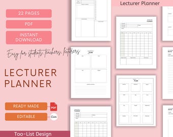 College Lecturer Planner special in Subject Lesson Organizer (PDF)
