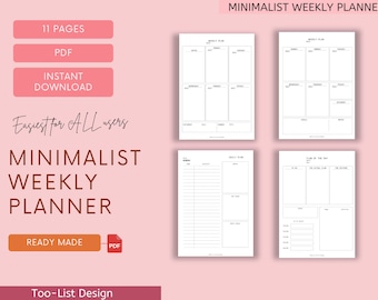 Minimalist Weekly Planner Printable PDF