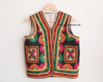 Vintage Afghan vest, Vintage afghani jacket, Banjara vest, hand Embroidery vest, Afghan waistcoat, Cotton jacket, handmade jacket boho style