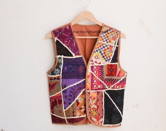 Vintage Afghan Vest, Hand-Embroidered Banjara Jacket, Boho Style