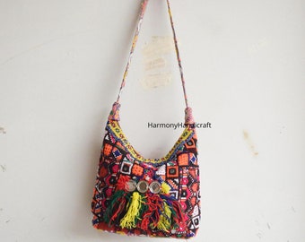 Handmade Banjara Shoulder Bag: Vintage Indian Embroidered Boho Tote