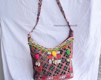 Handmade Vintage Banjara Tote Bag: Embroidered Boho Shoulder Bag