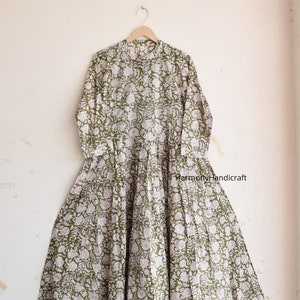 Cotton Block print dress, Cotton Ruffle dress,Cotton tier dress,Handmade long dress,Cotton boho dress,Indian cotton dress,Cotton Maxi Dress,