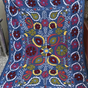 Suzani throw, Suzani bedspread, Suzani Table cover, Hand embroidery Suzani bed-cover, Suzani decor suzani quilt, Uzbek suzani embroidery rug