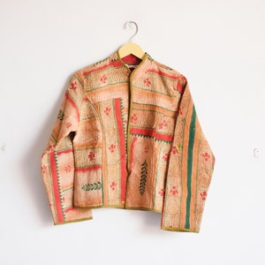 Reversible kantha jacket, Indian handmade kantha quilted jacket, Kantha kimono jacket, short jacket, cotton kantha jacket, boho kantha coat