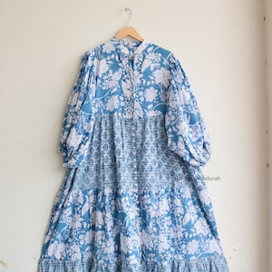 Cotton Block print dress, Cotton Ruffle dress,Cotton tier dress,Handmade long dress,Cotton boho dress,Indian cotton dress,Cotton Maxi Dress,