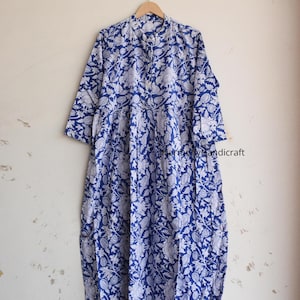 Cotton long dress, Hand block print dress, Floral long block print dress,Cotton maxi dress, Handmade dress,Indian style dress,Printed dress